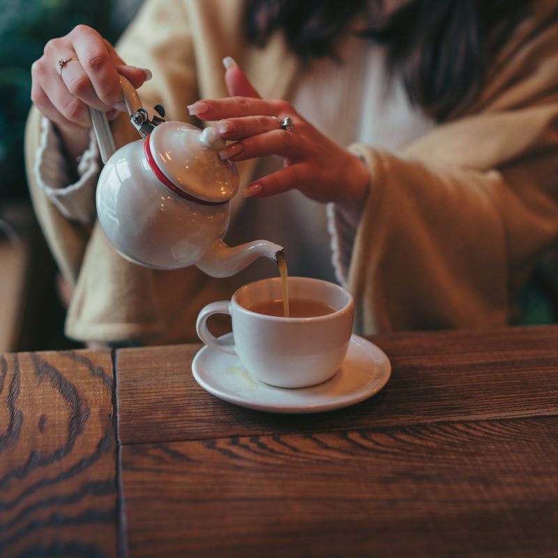 pouring green tea