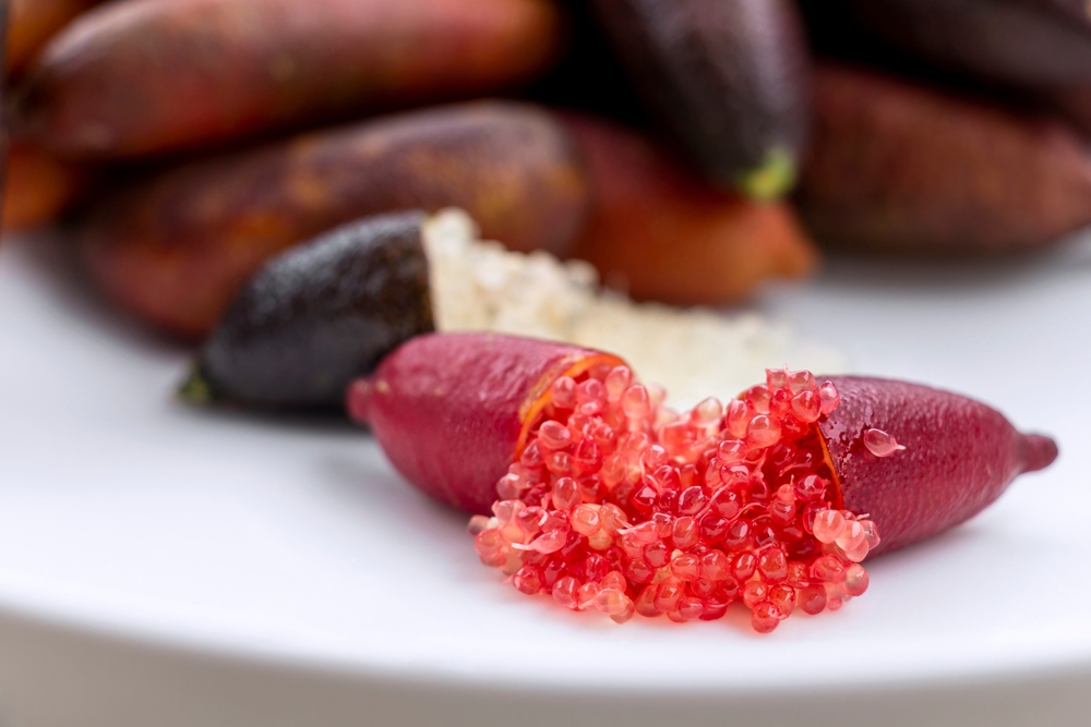 Australian Finger lime or caviar lime  cut in half 