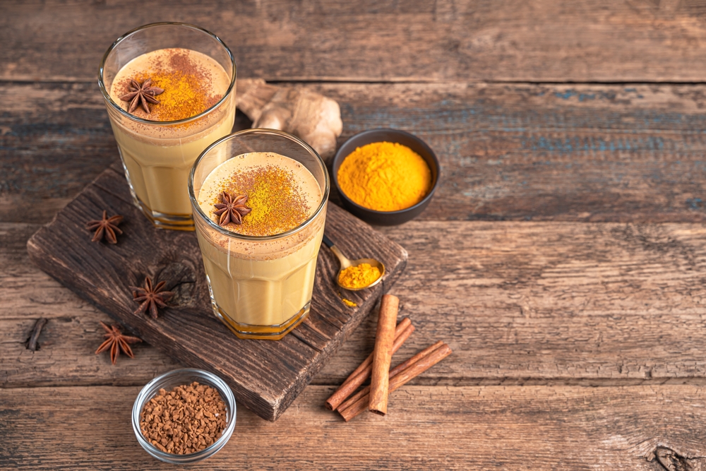 Latte with turmeric, cinnamon, ginger, and anise 