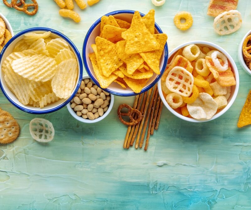 Potato and tortilla chips and other savory snack flavors