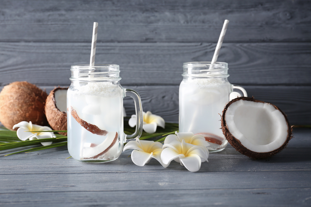 Functional water flavor trends - Coconut water on table