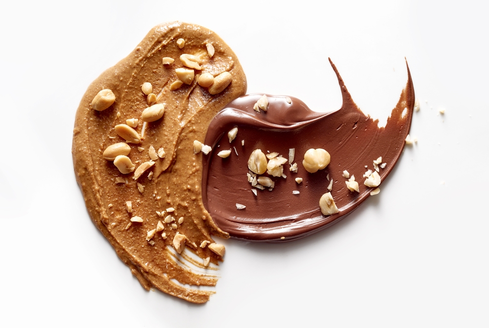 Volatile compounds - tasty peanut butter and chocolate paste sprinkled with crushed nuts
