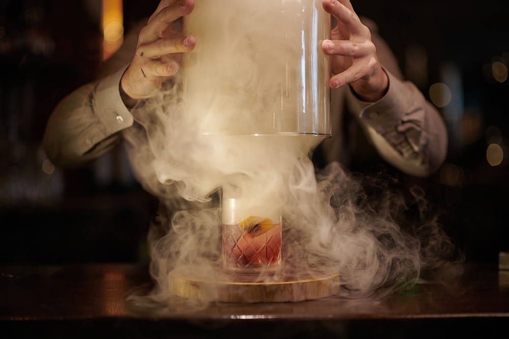 A delicious smoke Negroni cocktail