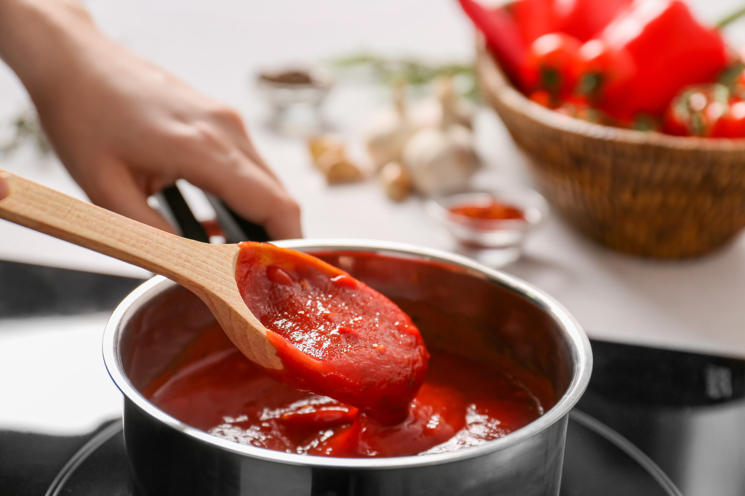 Healthy fresh tomatoes in sauce