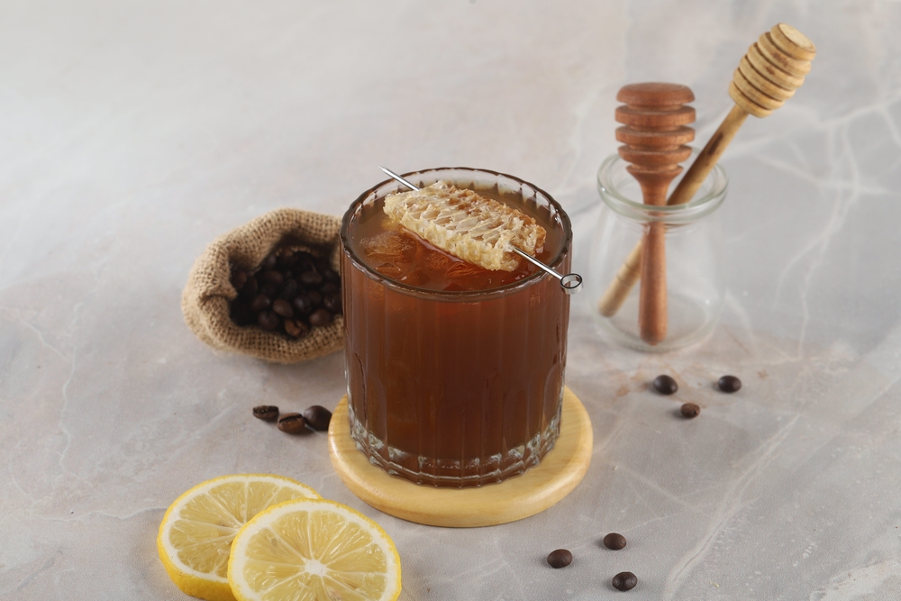 Cold brew coffee with honey and lemon